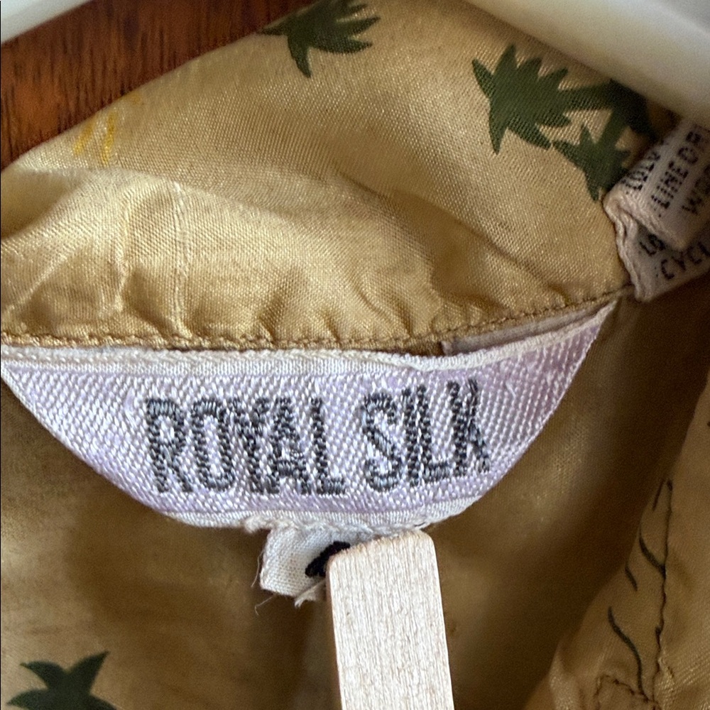 Royal Silk Top With palm trees set in a yellow gold color